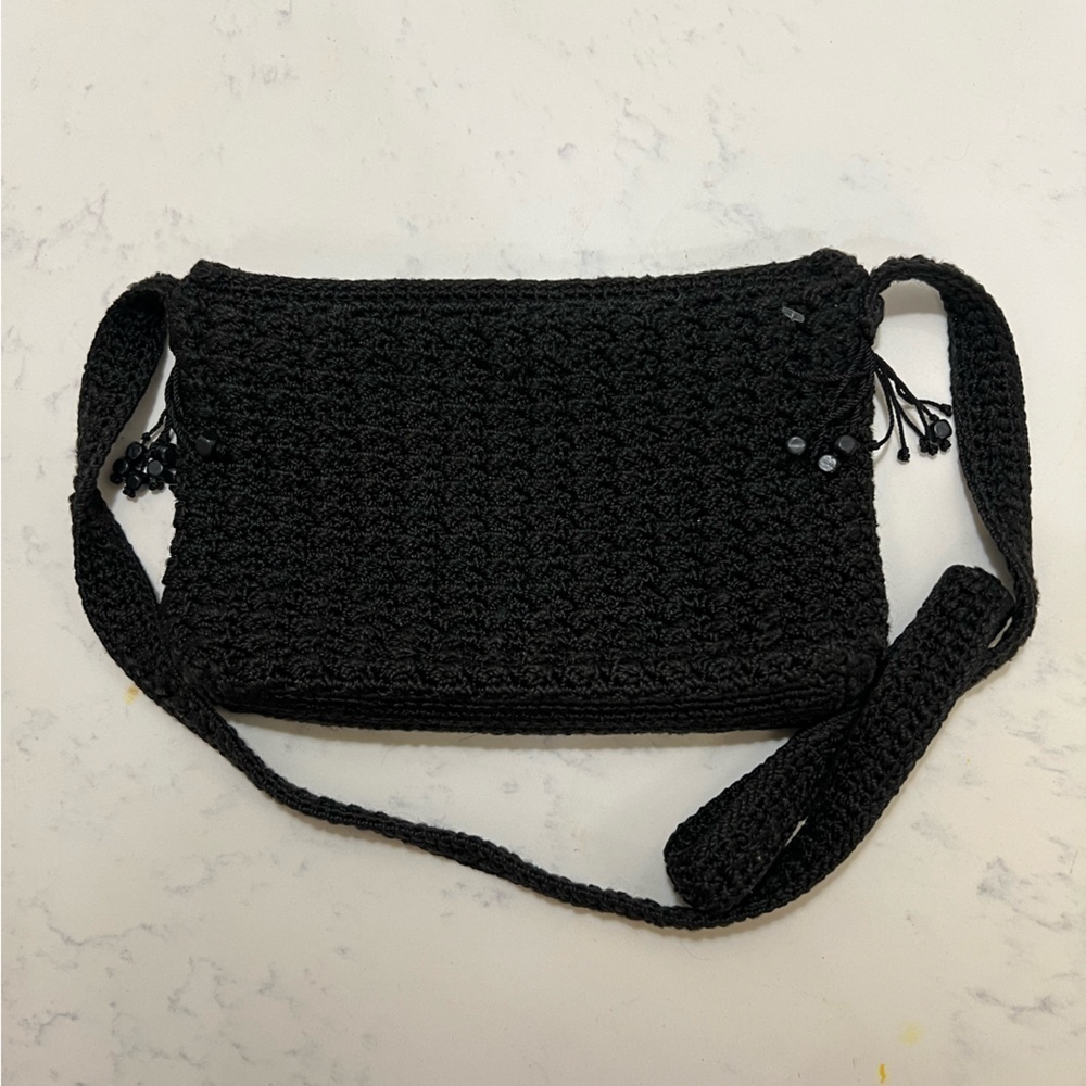 Chic Black Crochet Shoulder Bag - Picture 8 of 12